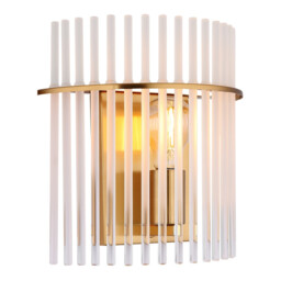 Gorley Wall Lamp Gold Colours Matt Opal Glass Shade 1x E27
