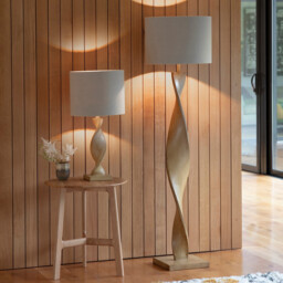 Abia Table Lamp Oak Effect Resin, Natural Linen Shade - thumbnail 5
