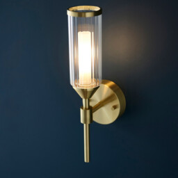 Trieste Wall Lamp Satin Brass Plate, Clear, Frosted Glass - thumbnail 2