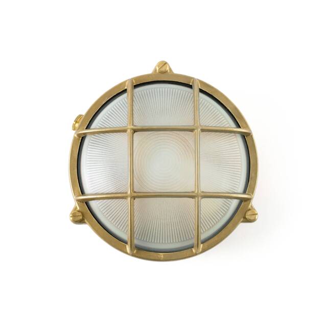 Noray 1 Light Outdoor Bulkhead Wall Light Brass IP65, E27 - image 1