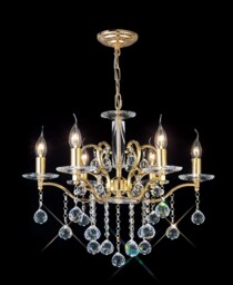 Zinta Ceiling Pendant Chandelier 6 Light French Gold, Crystal - thumbnail 2