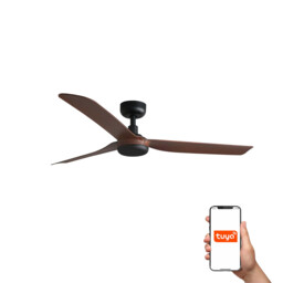 Punt 130cm Smart Ceiling Fan Black, Dark Wood Blades - thumbnail 1