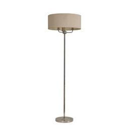 Banyan 3 Light Switched Floor Lamp With 50cm x 20cm Faux Silk Shade, Ivory Pearl/White Laminate Polished Nickel - thumbnail 5