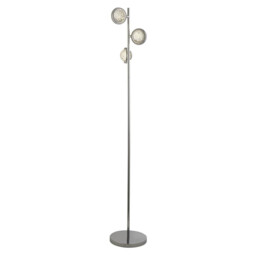 Quartz 3 Light Floor Lamp, Bubble Glass, Detailed Rim 4000K