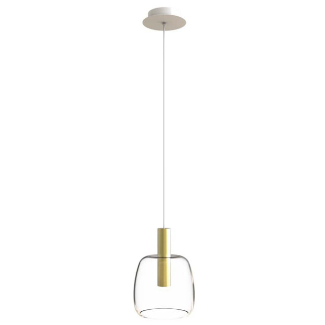 Gazi Dome Pendant Ceiling Light Gold Matt - Clear Glass LED 3000K - image 1