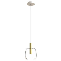 Gazi Dome Pendant Ceiling Light Gold Matt - Clear Glass LED 3000K - thumbnail 1