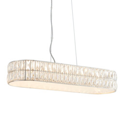 Verina LED 5 Light Bar Pendant Chrome, Crystal Glass Detail