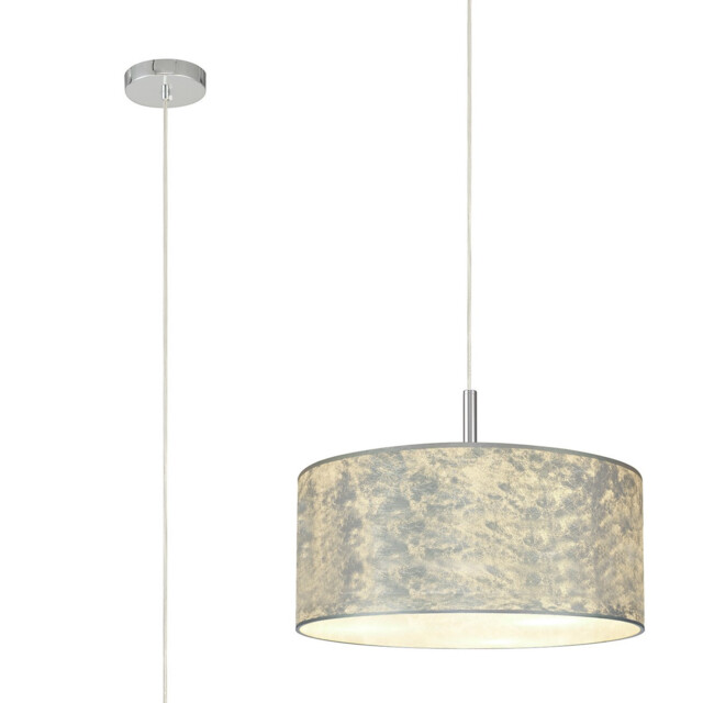 Baymont Polished Chrome 3 Light E27 Single Pendant With 50cm x 20cm Silver Leaf Shade - image 1