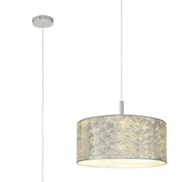 Baymont Polished Chrome 3 Light E27 Single Pendant With 50cm x 20cm Silver Leaf Shade - thumbnail 1