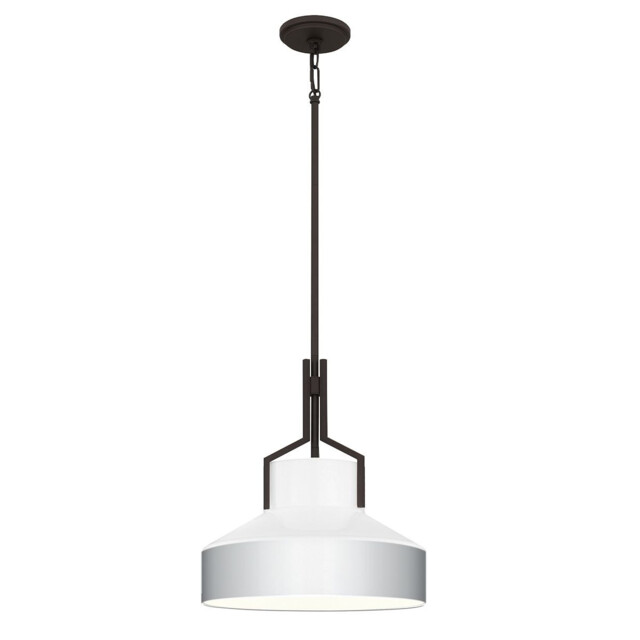 Quoizel Brecken Dome Pendant Ceiling Light Classic Old Bronze and faux Alabaster glass Shade 2x E27 - image 1
