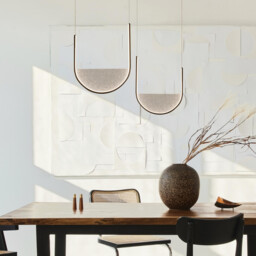 Evoria 40cm Pendant Ceiling Light Black Matt-Light Grey Glass LED 3000-4000K Dimmable - thumbnail 2