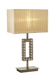 Florence Rectangle Table Lamp with Soft Bronze Shade 1 Light Antique Brass, Crystal - thumbnail 1