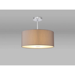Baymont Polished Chrome E27 Semi Flush With 40cm x 18cm Faux Silk Shade, Grey/White Laminate - thumbnail 2