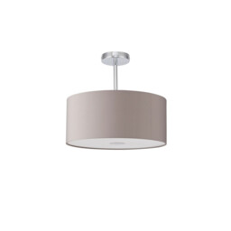 Baymont Polished Chrome E27 Semi Flush With 40cm x 18cm Faux Silk Shade, Grey/White Laminate - thumbnail 5
