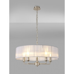 Banyan 5 Light Multi Arm Pendant With 60cm x 15cm Organza Shade Satin Nickel/Grey - thumbnail 2
