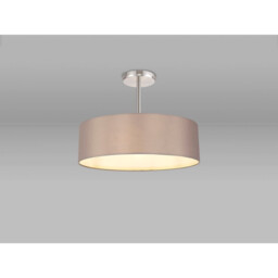Baymont Polished Chrome 5 Light E27 Semi Flush Fixture, With 45cm x 15cm Faux Silk Shade, Grey - thumbnail 2