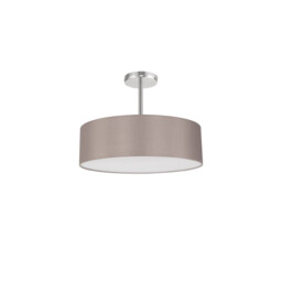 Baymont Polished Chrome 5 Light E27 Semi Flush Fixture, With 45cm x 15cm Faux Silk Shade, Grey - thumbnail 5