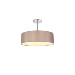 Baymont Polished Chrome 5 Light E27 Semi Flush Fixture, With 45cm x 15cm Faux Silk Shade, Grey