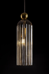 Antic Modern Slim Pendant Ceiling Light Gold, Glass Cognac Shade - thumbnail 3
