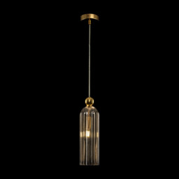Antic Modern Slim Pendant Ceiling Light Gold, Glass Cognac Shade - thumbnail 2