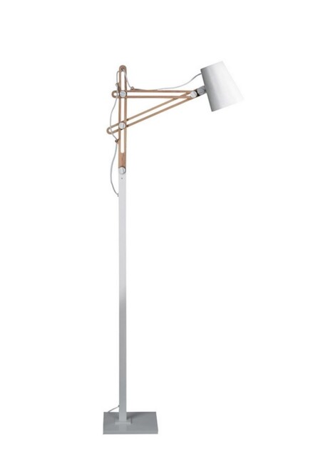 Looker Floor Lamp 1 Light E27 , Matt White, Beech - image 1