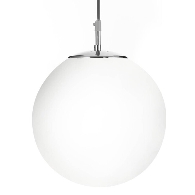 Atom 1 Light Globe Ceiling Pendant Satin Silver, Opal Glass, E27 - image 1