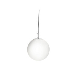 Atom 1 Light Globe Ceiling Pendant Satin Silver, Opal Glass, E27 - thumbnail 3