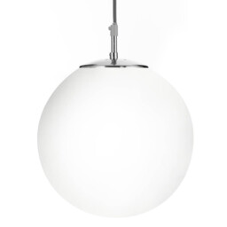 Atom 1 Light Globe Ceiling Pendant Satin Silver, Opal Glass, E27 - thumbnail 1