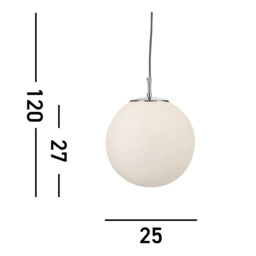 Atom 1 Light Globe Ceiling Pendant Satin Silver, Opal Glass, E27 - thumbnail 5