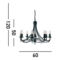 Maypole 8 Light Chandelier Black Finish, E14 - thumbnail 5