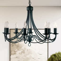 Maypole 8 Light Chandelier Black Finish, E14 - thumbnail 2