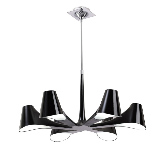 Ora Telescopic Convertible To Semi Flush 6 Light E27, Gloss Black/Polished Chrome - image 1