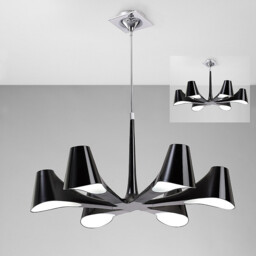 Ora Telescopic Convertible To Semi Flush 6 Light E27, Gloss Black/Polished Chrome - thumbnail 2