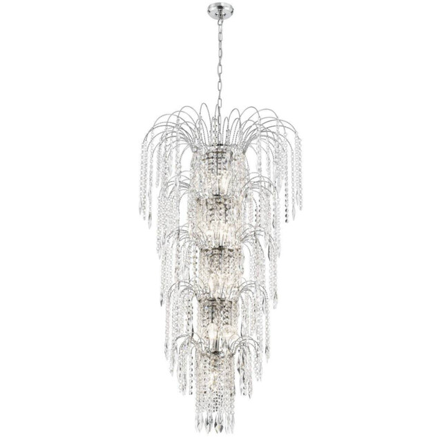 Waterfall 13 Light Crystal Chandelier Chrome Finish, E14 - image 1