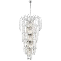 Waterfall 13 Light Crystal Chandelier Chrome Finish, E14