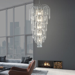 Waterfall 13 Light Crystal Chandelier Chrome Finish, E14 - thumbnail 2