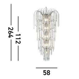 Waterfall 13 Light Crystal Chandelier Chrome Finish, E14 - thumbnail 5