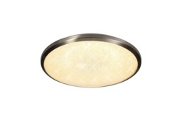 Greig Flush Ceiling, 36cm 1 x 18W LED, 3000K, 1044lm, IP44, Satin Nickel, Crystaline - thumbnail 1