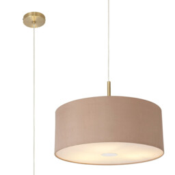 Baymont Antique Brass 3 Light E27 Single Pendant With 50cm x 20cm Dual Faux Silk Shade, Antique Gold/Ruby - thumbnail 1