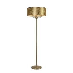 Banyan 3 Light Switched Floor Lamp With 50cm x 20cm Gold Leaf Shade Champagne Gold/Gold Leaf - thumbnail 1
