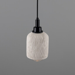 Osier Bathroom Pendant, Matte White Striped, Matte Black, IP44 - thumbnail 2
