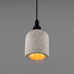 Osier Bathroom Pendant, Matte White Striped, Matte Black, IP44 - thumbnail 3