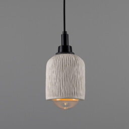 Osier Bathroom Pendant, Matte White Striped, Matte Black, IP44 - thumbnail 1