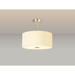 Baymont Satin Nickel 5 Light E27 Semi Flush With 40cm Faux Silk Shade, Ivory Pearl/White Laminate - thumbnail 2