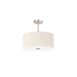 Baymont Satin Nickel 5 Light E27 Semi Flush With 40cm Faux Silk Shade, Ivory Pearl/White Laminate - thumbnail 5