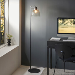 Urban Task Floor Lamp Smokey Grey Tinted Glass & Black Chrome Plate E27 - thumbnail 3