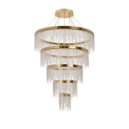 Bano Round 5 Tier Dimmable Pendant 150W LED, 4000K, 17500lm, French Gold / Crystal Chain, 3yrs Warranty Item Weight: 22.80kg - thumbnail 3