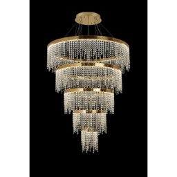 Bano Round 5 Tier Dimmable Pendant 150W LED, 4000K, 17500lm, French Gold / Crystal Chain, 3yrs Warranty Item Weight: 22.80kg - thumbnail 2
