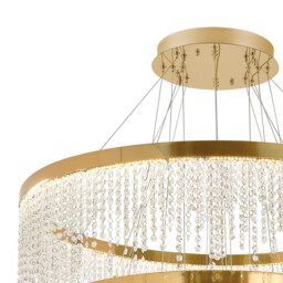 Bano Round 5 Tier Dimmable Pendant 150W LED, 4000K, 17500lm, French Gold / Crystal Chain, 3yrs Warranty Item Weight: 22.80kg - thumbnail 5