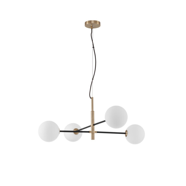 Vitra 4 Light Multi Arm Pendant Ceiling Light Satin Gold, Black Metal White Opal Glass LED G9 220 Volt - image 1